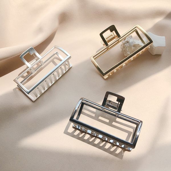 

5pcs/lot geometric square shaped metal hair claws alloy bath clips makeup clamp hairpin women girls hair crabs accessories multicolor, Slivery;golden