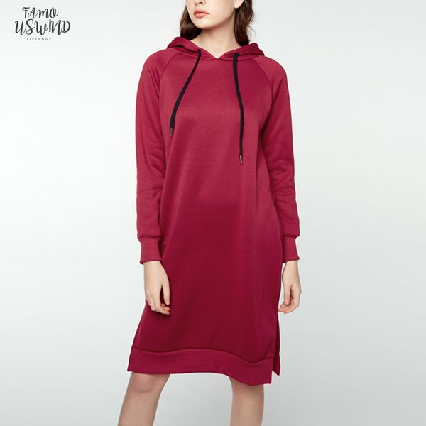 

2020 plus size winter solid fleece warm sweatshirt dress women casual hoodies long sleeve basic long vestido pullover, Black;gray