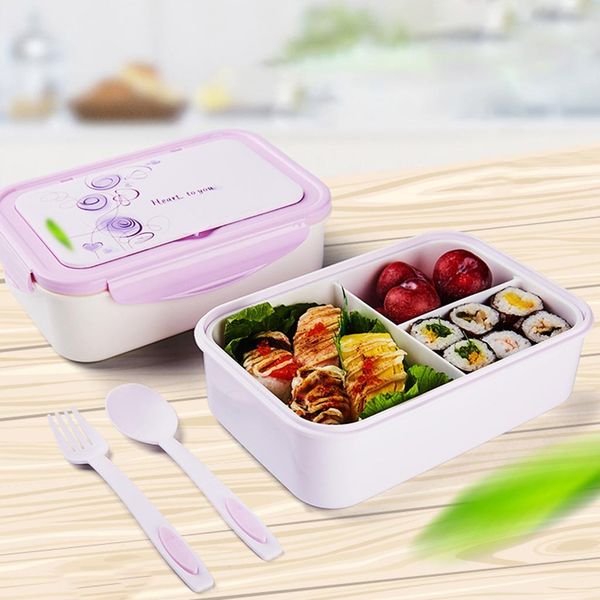 

winter 2020 lunch box 1400ml kids bento box with 3 compartments and cutlery (fork and spoon) dropshipping accessories tool decor