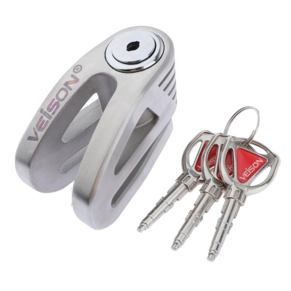

brake disk wheel - security lock 6mm pin for motorcycles, bikes and scooters, silver