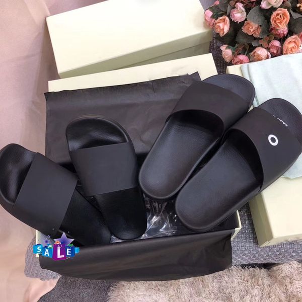 

sale luxury off casual shoes indoor beach slippers white printing lovers slippers with box, Black