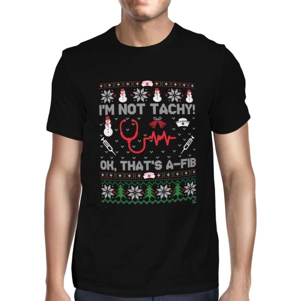 

1tee mens i'm not tachy ok, that's a-fib - snowman t-shirt, White;black