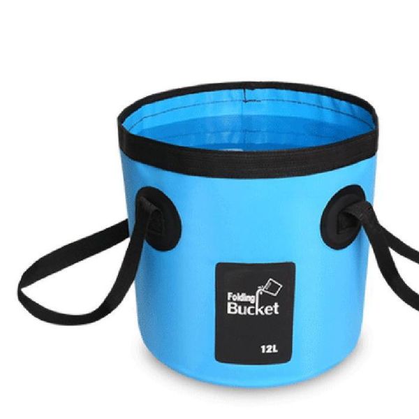 

12l 20l outdoor waterproof water bags pvc folding fishing bucket portable water container storage carrier bag for hiking camping
