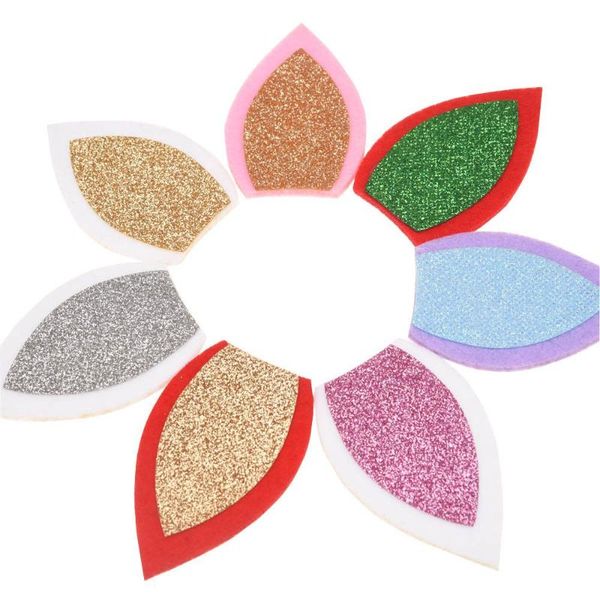 

210pcs glitter unicorn hair accessories boutique ears for unicorn headband fashion head wrap sequin headwear no hair clip, Slivery;white