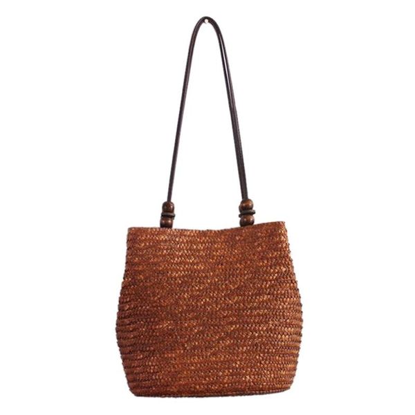 

designer-knitted straw bag summer bohemia fashion women handbags stripes shoulder bags beach bag big tote bags(brown