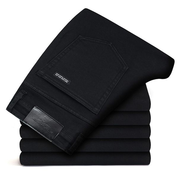 

brands jeans trousers men clothes 2019 new black elasticity skinny jeans business casual male denim slim pants classic style, Blue