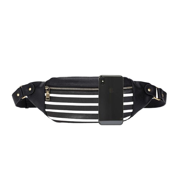 

auau-striped waist bag shoulder bag chest ladies phone fashion men's waist simple chain leather cross-body chest