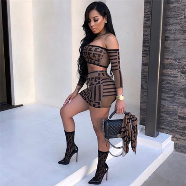 

women clothing sets womens printed two-piece dress womens short + skirts ladys fashion letter striped print suits sale, White