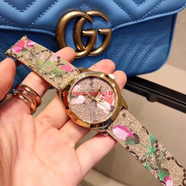 

2019 3a r luxury women wristwatches gci flower theme orso fashion canvas strap geranium print womens wrist watch, Slivery;brown