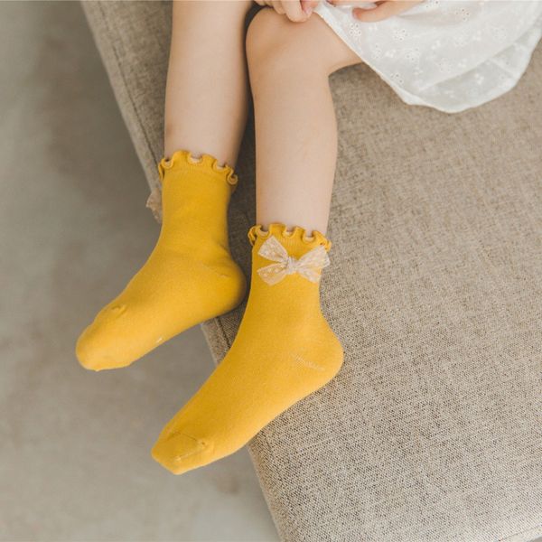 

socks 5 pair baby toddler cute soft cotton kids ankle non-slip with bow no.5, Pink;yellow