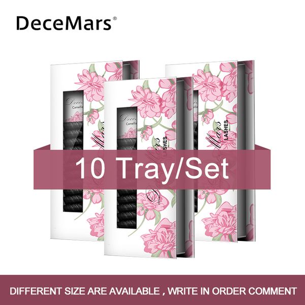 

decemars 10 tray/set easy fan volume lashes auto bloom individual eyelash extension faux mink eyelashes thick natural camellia