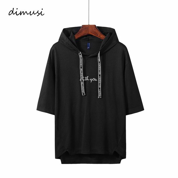

dimusi mens tees summer men short sleeve sweatshirt hooded t shirt male hip hop streetwear sports wear tracksuit tees 4xl, White;black