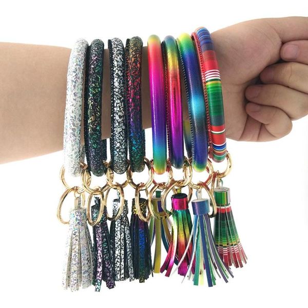 

superb colorful keychain smooth appearance craftsmanship tassel pendant bracelets leather hanging keyring gift creative keychain, Silver