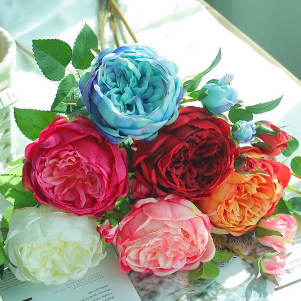 

1pc silk rose artificial flowers real touch fake flower branch for home garden decoration wedding party birthday valentine gift