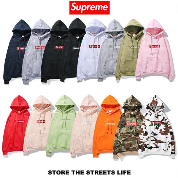 

skd 728 supre sweatshirts cute boyfriend style harajuku thick hoodies wholesale ss long sleeve men embroidery and velvet padded sp hood, White