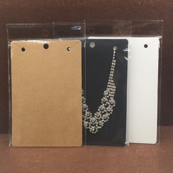 

50pcs 15*10cm kraft necklace cards+50pcs opp bags, big necklace packaging displays card and blank pendant paper cards, Black;white