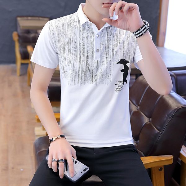 

men print t shirt 85% cotton nice fashion short-sleeved homme summer t-shirt top, White;black
