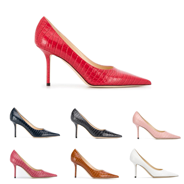 

designer jimmy women choo love85 shoes jc luxury leather high heel red heels bridal wedding shoesca30#, Black
