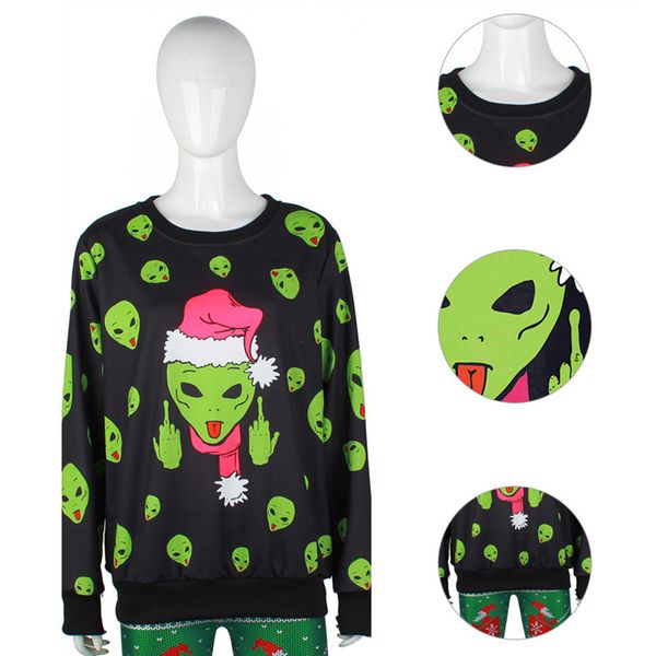 

sweatershirt long sleeves alien printing women polyester fashion, White