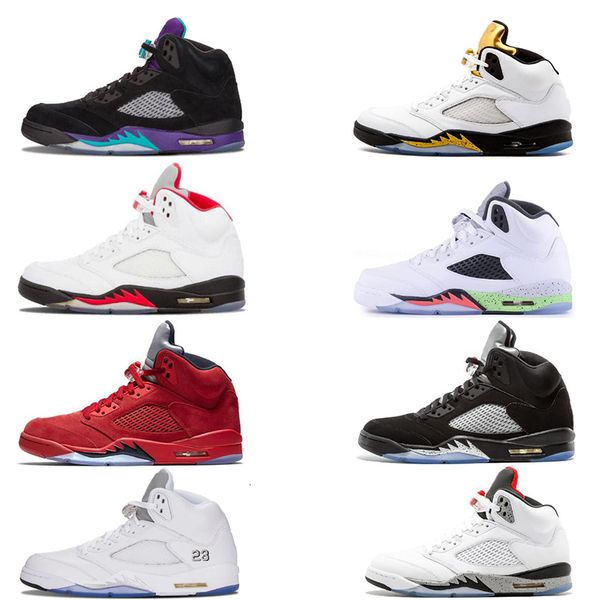 

classic mens basketball shoes 5 5s black grape white cement oreo olympic gold medal space jam blue fire red sport sneakers size 7-13