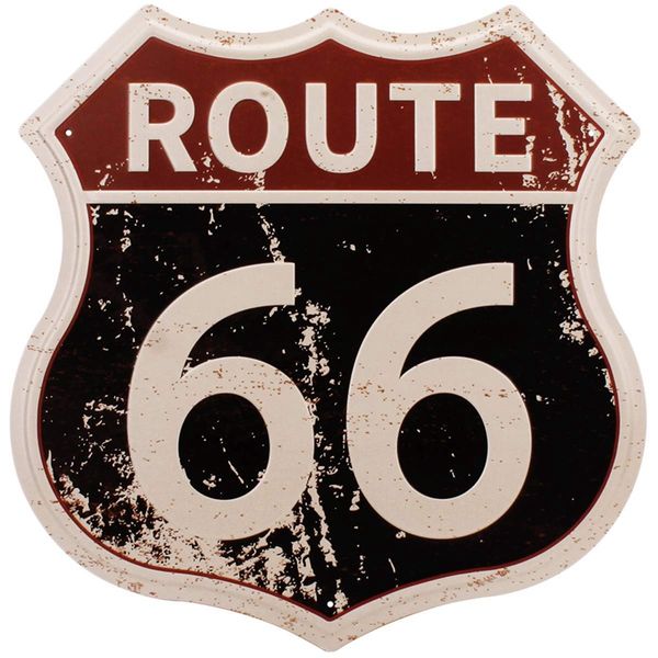 

11.5"x12" route 66 metal signs vintage road u.s. 66 highway burgers & beer seafood tin shield sign for noshery home man cave decor