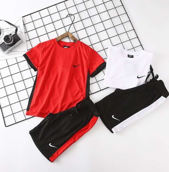 

kid t shirts suit designer girls clothing set summer fashion boy shorts girl child tee shorts two-pieces 2019 luxury clothing 2 pcs, White