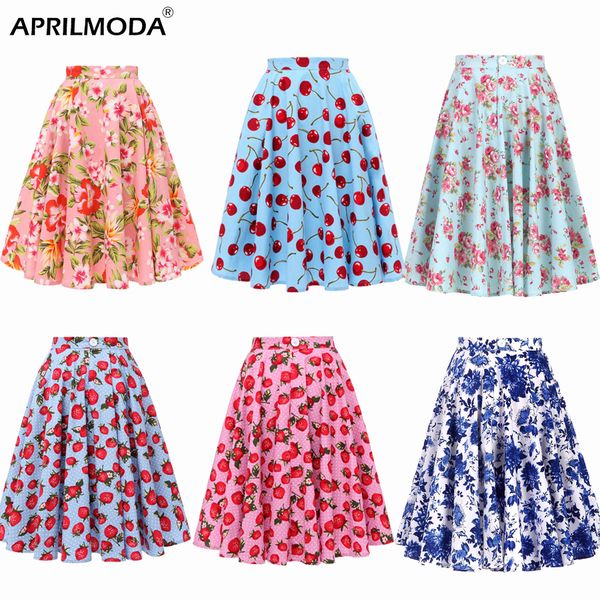 

autumn high waist skirts cotton womens polka dot print retro vinatge swing pinup skirt rockabilly 50s retro vintage jupe femme, Black