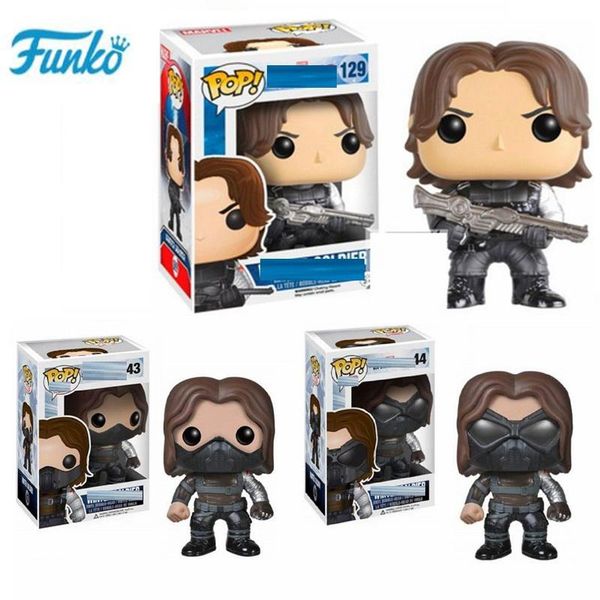 

xmas gift funko pop marvel super heroes captain america winter soldier 43# 44#129# action figure model toys for fans birthday gift