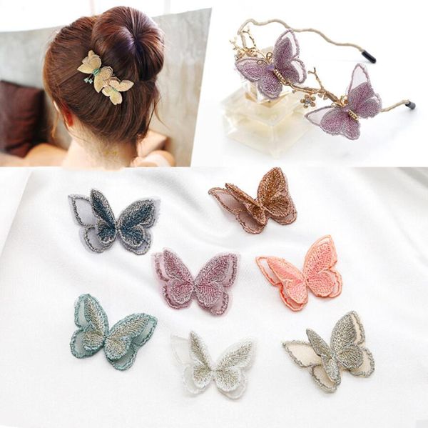 

10pcs fashion butterfly applique embroidered sew on patches for clothes bag cap headwear 3d sticker diy craft decoration repair, Bronze;silver