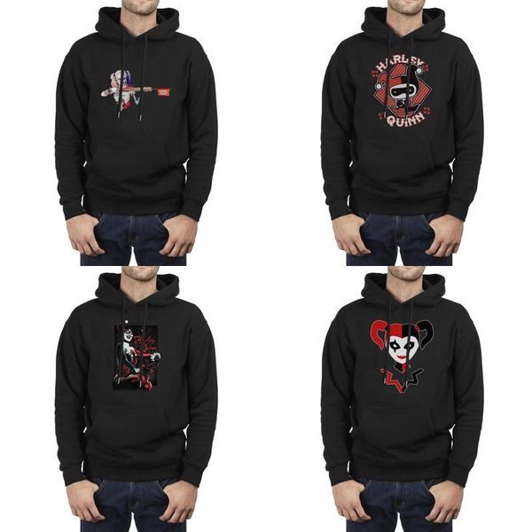 

fashion men an illustration of harley quinn with my own creative twis black fleece hoodies,sweatshirt printing vintage slim fit dc art