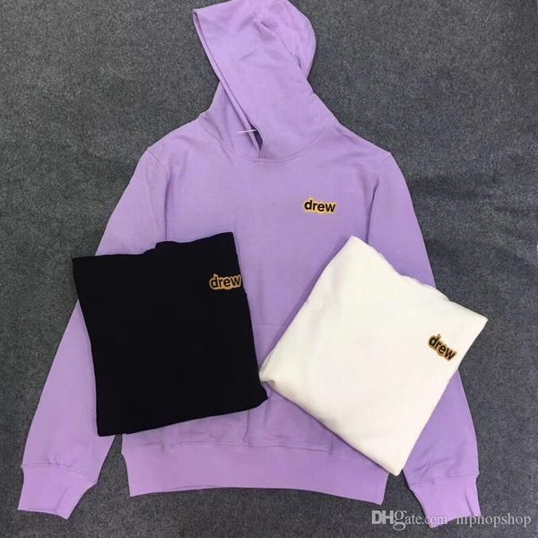

19ss drew house hoodie men women casual drew house sweatshirt justin bieber drew house secret embroidery hoodie, Black