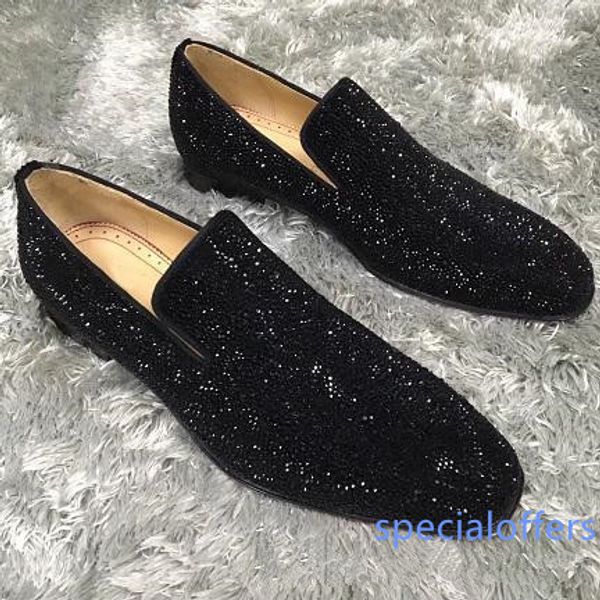 

2019 элегантный дизайнер свадебное платье партии шипы кружевные мокасины обувь метанию блестящая мокасин бизнес повседневный оксфорд полубот, Black