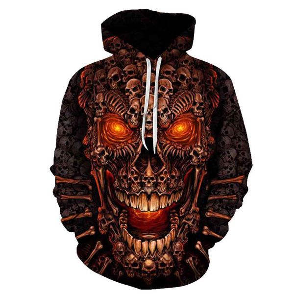 

new men women hooded 3d red blue flame skull sweatshirts tracksuit loose autumn winter coat streetwear jackets hoodie, Black