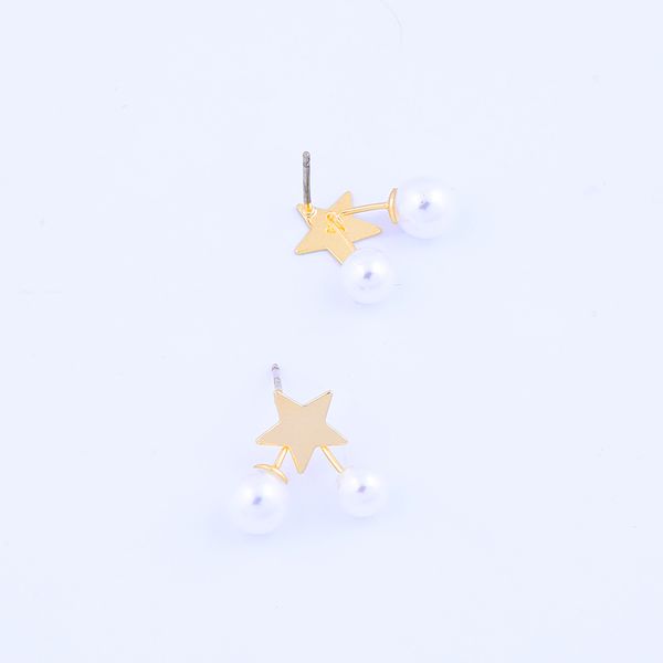 

simple design ethnic cute korean earring for women handmade acrylic pearl star stud earring charming wedding date gift jewelry, Golden;silver