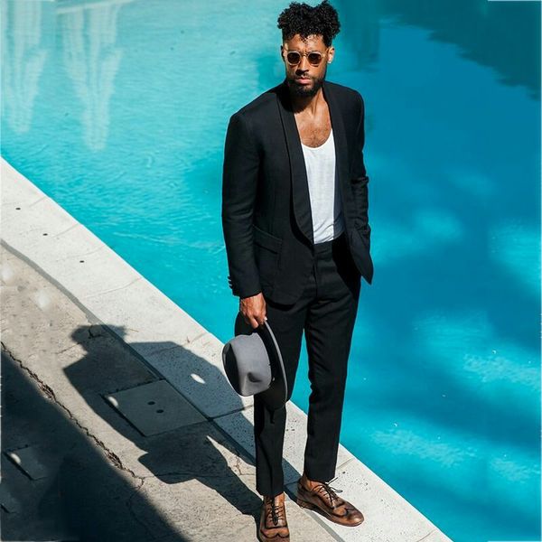 

latest design black suits pants men blazer groom tuxedo tailor-made costume homme mariage 2piece slim fit terno masculino, White;black