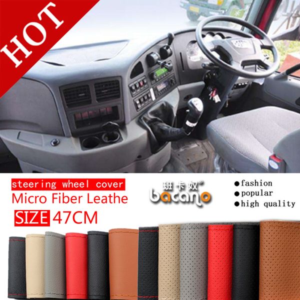

bacano large steering wheel cover for rv truck micro fiber leather car steering wheel braid durable 47cm custom size