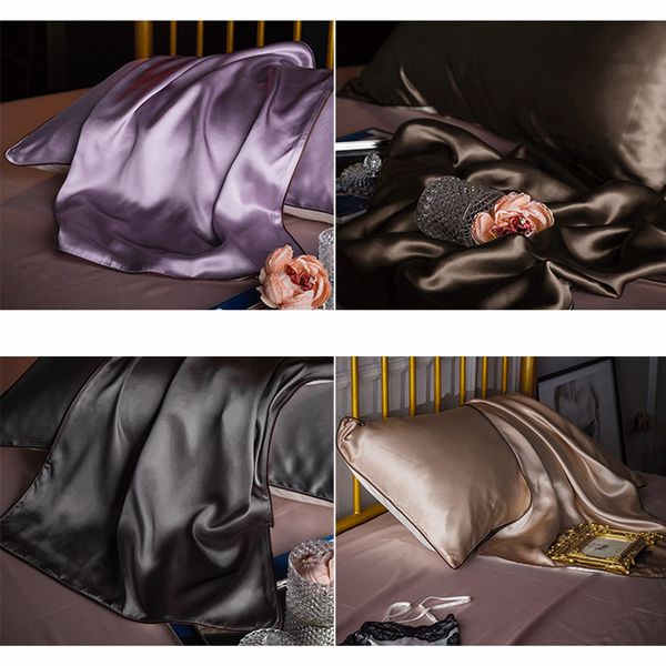 

100% queen standard satin silk soft mulberry plain pillowcase cover chair seat square pillow cover pillow case