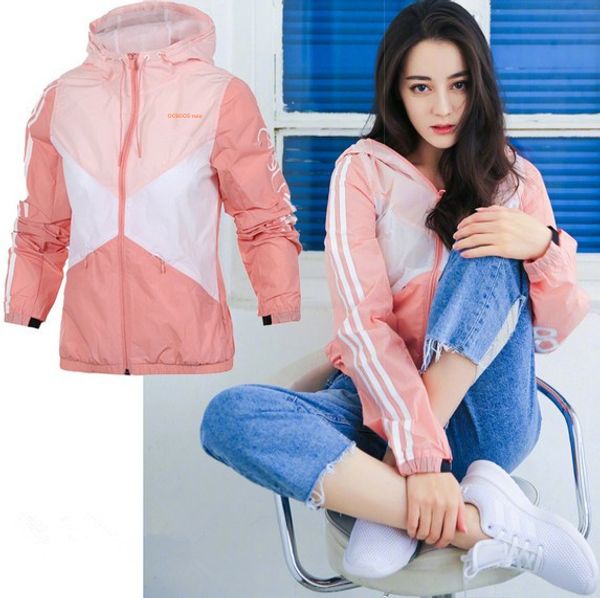 

women designer jacket fashion tide windbreaker luxury trench coat sport outerwear ad polyester long sleeve hooded running autumn winter, Black;brown
