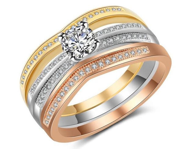 

fast send vintage diamond micro-set diamond gemstone joint ring women wedding anniversary day gift never fade, Slivery;golden