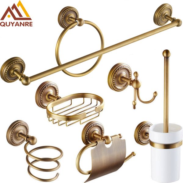 

quyanre antique brass bathroom hardware set antique brass accessories robe hook,paper holder,towel bar towel ring bathroom sets