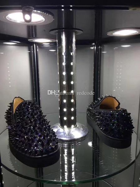 

gentlemen pik boat flats slip on black glitter leather pik pik spikes sneakers red bottom loafers outdoor walking fashion party