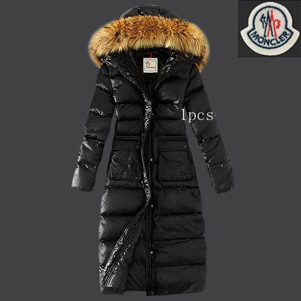 

q17 2018 sale winter jacket outdoor parka real rabbit fur collar white duck duvet button and zipper long coats, Black