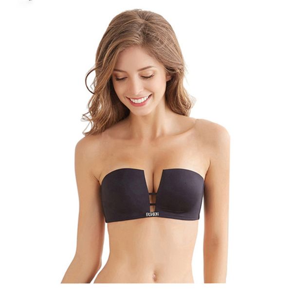 

seamless bra bralette bras push up bralette square plus size bra bralet brassier invisible strapless bh wire eu us style bra, Red;black