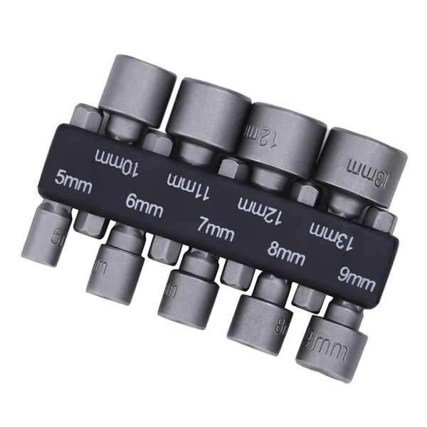 

9 hex bit socket set 1/4 drive - 5mm, 6mm, 7mm, 8mm, 9mm, 10mm, 11mm, 12mm, 13mm