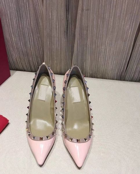 

дизайнерские остроконечные шпильки высокие каблуки заклепки сандалии женская обувь валентина туфли на высоком каблуке, Black