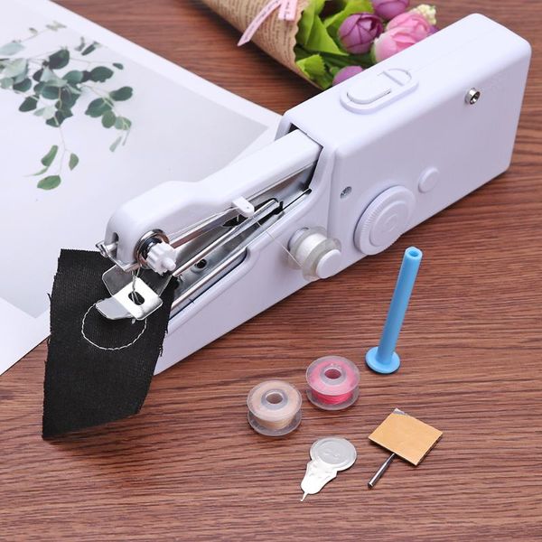 

1 set sewing machine with 10pcs 90m cotton sewing threads portable mini electric machine for household diy tool, Black