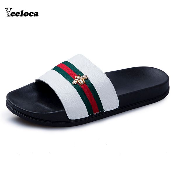 

men slides slippers casual bathroom sandals indoor & outdoor slippers soft sole couple flip flops black white yeeloca