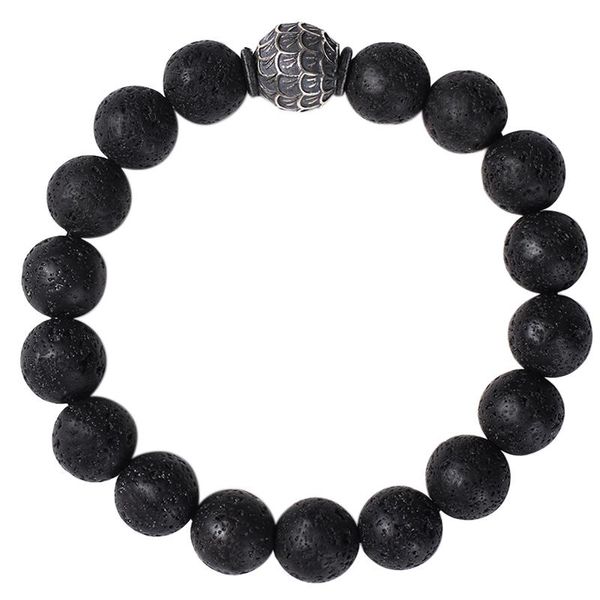

men's silver bracelet transfer beads female volcanic stone beaded bracelets beads sub korean wave of student obsidian jewelry, Black