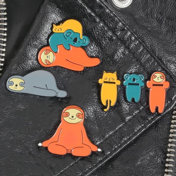 

мультфильм животное ленивец милый маленький забавный эмаль броши булавки для женщин рождество демин рубашка декор брошь булавка металла kawa, Gray