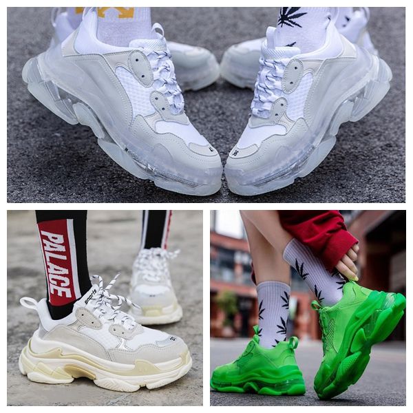 

2020 paris 17fw triple s sneakers luxury mens women casual shoes triple s clear sole white green black breathable sports outdoor shoe